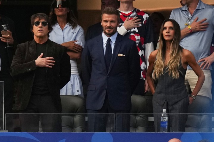 Tom Cruise, David Beckham y Victoria Beckham. (Foto: AP)