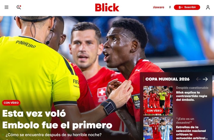 Así reflejó Blick la eliminación de Suiza.