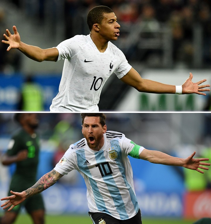 Lionel Messi y Kylian Mbappé. (AFP)