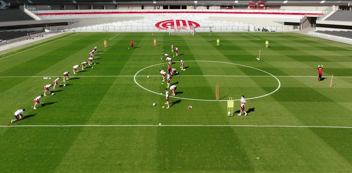 La última práctica de River en el Monumental. (Prensa River).