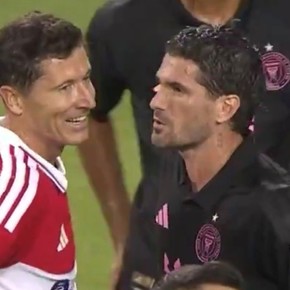 El fuerte cruce entre De Paul y Lewandowski en Inter Miami-Chicago Fire