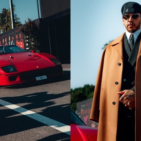 Video: la tremenda llegada de Lewis Hamilton al Media Day del GP de Italia, con un Ferrari F40 restaurado