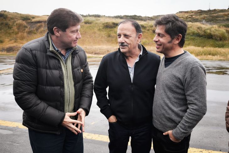 Gustavo Melella, Ricardo Quintela y Axel Kicillof, en Tierra del Fuego. Gustavo Melella, Ricardo Quintela y Axel Kicillof, en Tierra del Fuego.